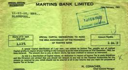 1963 Special Capital Distribution Voucher 400th Anniversary of Martins