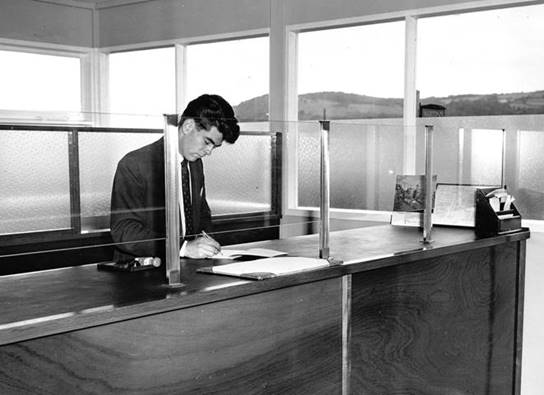 1960 s Dolgarrog male staff at counter BGA Ref 30-833