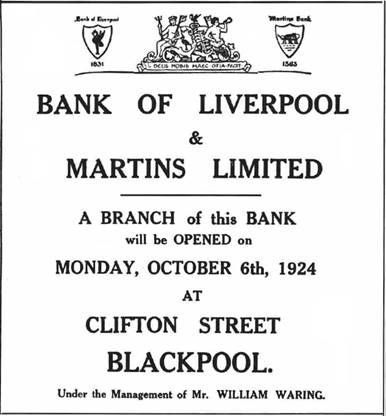 1924 OCT 04 Lancashire Evening Post Opening of Clifton St Blackpool BOLM BNA