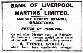 1926 JAN 29 Closure of Bradford Mkt Street removed to Tyrrel St BOLM BNA