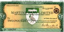 Specimen 2 Travellers Cheque Blanked