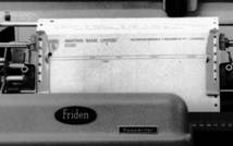 1960 Close up of Heywoods statements printing on Friden Flexowriter RH