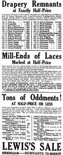 1914 Birmingham Store Sale Ad 15 January Birmingham Daily Mail - BNA MBA bottom