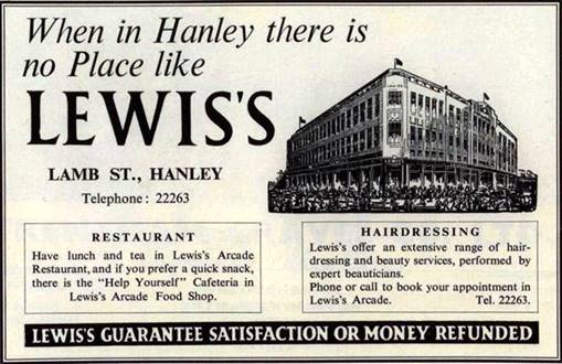 1957 Lewis's Hanley Ad.jpg