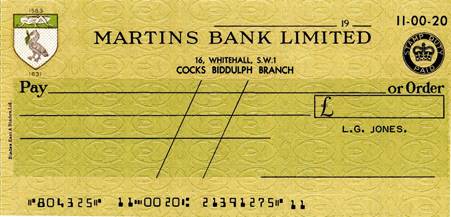 1966 Cocks Biddulph Computerised Cheque - S Walker MBA