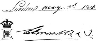 Edward VII last signature on cheque